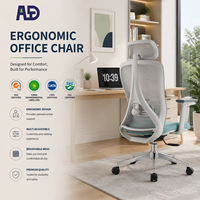 Chaise ergonomique en maille Aston avec cadre chromé personnalisé et roulettes silencieuses, accoudoirs 3D/4D/5D en option pour bureau, maison, lieu de travail