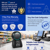 Escáner de Código de Barras de Escritorio Manos Libres YUANAIDC, Lector de Códigos QR 1D 2D con Sensor Automático, Cable USB para Caja Registradora y Punto de Venta