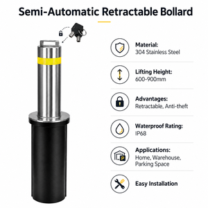 Borne de sécurité semi-automatique rétractable personnalisée pour allée, parking, garage, usine – Vente en gros de bornes de sécurité - Product Image 2