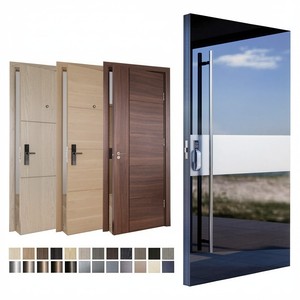 Porte d'entrée extérieure moderne de luxe au design italien, en acier inoxydable, sécurisée, avec verre pivotant, en bois, pour l'entrée principale de la maison - Product Image 4
