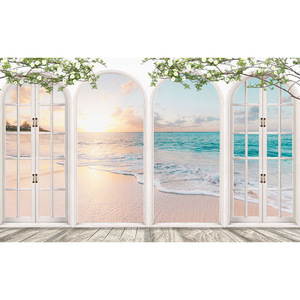 8D cửa sổ hình ảnh mở rộng hình nền biển Bãi Biển cảnh quan phòng khách Nền Tường Vải cafe nhà hàng hình nền - Product Image 5