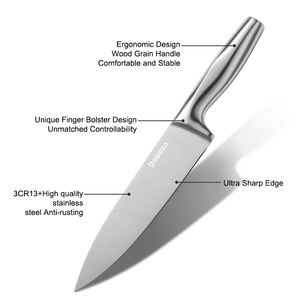 طقم سكاكين مطبخ من الفولاذ المقاوم للصدأ مكون من 6 قطع مع حامل خشبي/فولاذ مقاوم للصدأ عالي الجودة بتصميم كامل - Product Image 4
