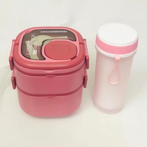 Boîte à <span class=keywords><strong>lunch</strong></span> pour enfants à double étage de grande capacité 1700 ml, ensemble de boîtes à <span class=keywords><strong>lunch</strong></span> portables et durables pour enfants avec bouteille d'eau pour l'école - Product Image 2