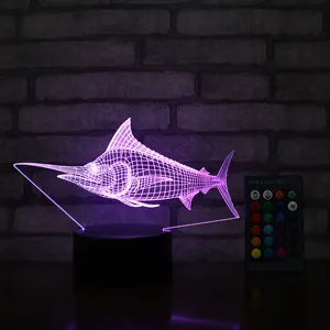 إحساس اللمس 3D الاكريليك ليلة ضوء 16 تغيير لون التونة تصميم LED الوهم ديكور غرفة نوم مصباح للاسماك عاشق