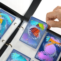 Carpeta de Colección de Tarjetas con 4 Ranuras, Recargable, con Clip para Anillas, Cubierta de Cuero PU, con Cierre