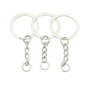 25Mm 30Mm Silver Metal Flat Split Key Ring 4 Link Chain Met Ringetje