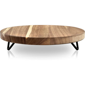 Solid Wood Round <b>Storage</b> <b>Tray</b> For Kitchen And Bathroom Decorative Base With Standing Type Design - Product Image 5