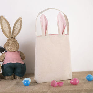 Cute Bunny Ear Tote <b>Bag</b> Canvas Gift <b>Bag</b> 30.5 X 25.5 X 10 Cm Eco Friendly For <b>Easter</b> Party - Product Image 3
