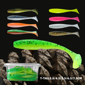 Boîte de 50 leurres de pêche à queue de pagaie, 3,5-7,5 cm, leurres souples en PVC, leurres nageurs pour la pêche à la truite, au crappie et au bar en eau douce - Product Image 1