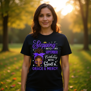 Camiseta cristiana negra con estampado de mi cumpleaños de septiembre - Product Image 3