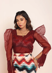 Top en organza pour femmes, élégant, transparent, pour soirée, chic, tendance, mode estivale, vêtements décontractés - Product Image 2