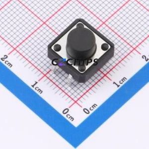 TC-1103-C-G Tactile Switch Through hole Component THT-4P,12x12mm Switch Single Pole Single Throw Round Button 2.6N Through Hole - Product Image 1