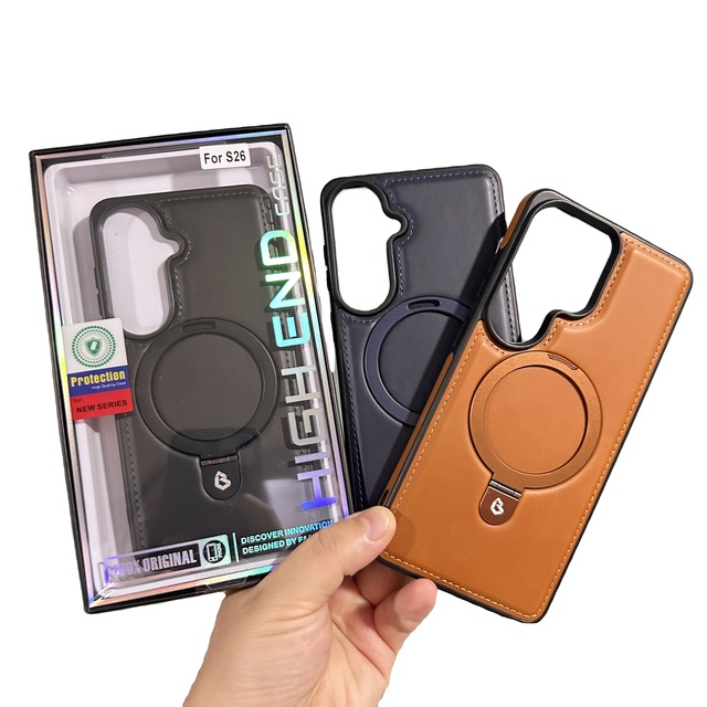 Luxury Custom Pu Leather Wireless Charging Magnetic Phone case for iPhone 15 16 17 18 Pro Max S22 S23 S24 S25 S26 Ultra Leather