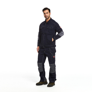 Ensemble <span class=keywords><strong>de</strong></span> vêtements <span class=keywords><strong>de</strong></span> <span class=keywords><strong>travail</strong></span> robustes <span class=keywords><strong>de</strong></span> couleur gris marine à blocs <span class=keywords><strong>de</strong></span> couleurs, multi-poches, veste renforcée aux coudes et aux genoux, pantalon cargo, uniforme <span class=keywords><strong>de</strong></span> <span class=keywords><strong>travail</strong></span> pour mécanicien - Product Image 2