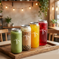 Canette de boisson en PET avec bouchon à anneau en plastique PET de qualité alimentaire, pour mocktails, large ouverture, 500 ml, vente en gros, boissons virales TikTok