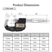 Micromètre numérique de précision en métal, étanche IP65 et résistant à l'huile, calibre électronique