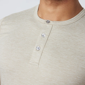 Camiseta deportiva suave con <span class=keywords><strong>cuello</strong></span> abotonado para hombre, camiseta <span class=keywords><strong>Henley</strong></span> de manga larga, venta al por mayor - Product Image 6