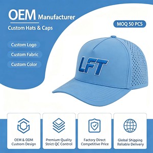 Custom 6 Panel 3D Embroidery Rubber Patch Logo Gorras Baseball Cap <b>Waterproof</b> Laser Cut Hole Sports Golf Perforated Snapback <b>Hat</b> - Product Image 1