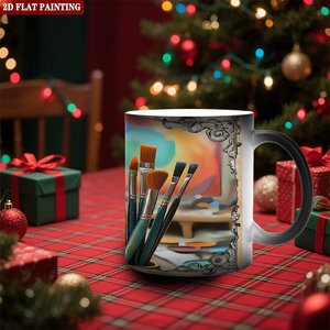 Mug magique personnalisé 11oz en céramique noire givrée, changeant de couleur à la chaleur, pour sublimation - Product Image 2