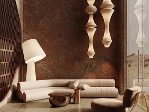 Servicio de Diseño de Interiores de Salón de Uñas de Lujo Estilo Wabi Sabi, Mostrador de Recepción de Travertino a Medida y Mobiliario para Peluquería - Product Image 4