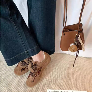 Nouvelles Baskets <span class=keywords><strong>Femme</strong></span> Tendance 2024 en <span class=keywords><strong>Cuir</strong></span> Verni Imprimé Léopard <span class=keywords><strong>Marron</strong></span> – Chaussures Décontractées Quotidiennes de Sport et Course Automne - Product Image 2