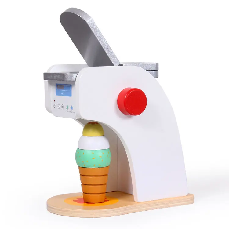 Berpura-pura bermain anak-anak simulasi makanan dapur set mainan bahan kayu es krim mesin mainan kayu untuk anak-anak pendidikan