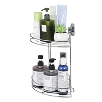 Lot de 2 étagères de douche d'angle portables noires en acier inoxydable avec fixation adhésive pour voyage, organisateur de douche en marbre, barre de tension en aluminium