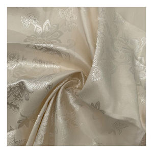 高品质涤纶氨纶面料提花缎面面料压花光泽染色花朵男女连衣裙 - Product Image 1