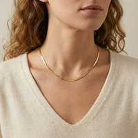 Collier chaîne minimaliste QISEN en acier inoxydable doré et argenté avec pendentif en zircon cubique pour femme