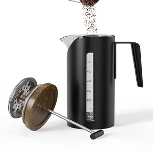 DHPO presse à café française cadre en acier inoxydable presse à café en verre Borosilicate avec système de Filtration à 4 niveaux avec Silicone