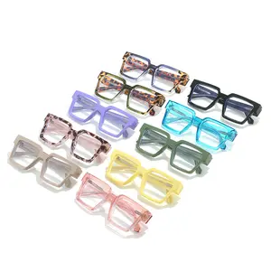 Xueyi Square Fashion Tr90 Shade Personalizar Logo Gafas Vintage Mujeres Hombres Anti Blue Light Eyeglasses Frame