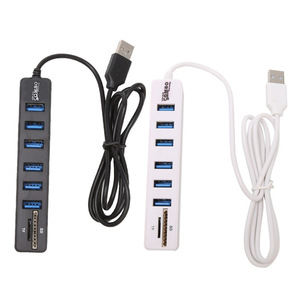 ฮับ USB 6 พอร์ตพร้อมเครื่องอ่านการ์ด SD TF การถ่ายโอนข้อมูลความเร็วสูงสำหรับคอมพิวเตอร์แล็ปท็อปเดสก์ท็อป - Product Image 4