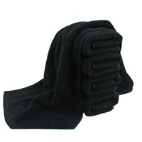 Toalla Facial Negra de Algodón Peinado para Adultos, 35x75cm, 450 GSM, Ecológica, con Logotipo Personalizado, para Sauna, Masajes, Airbnb, Suministro de Fábrica