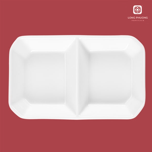 Bol à condiments en porcelaine rectangulaire avec compartiments-Vaisselle pour plats de trempage et de service Horeca Vietnam Factory - Product Image 2
