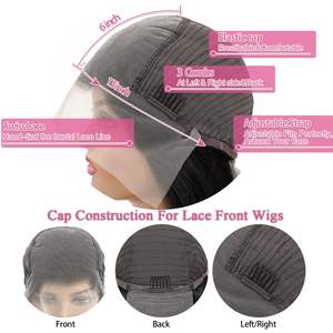 Pelucas de encaje frontal 13x6 de cabello humano virgen, pre-arrancadas, 200% de densidad, onda corporal, sin pegamento, frontal transparente, cabello de bebé, negro natural - Product Image 5