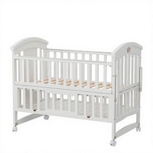 Cuna Convertible de Madera Blanca para Niños Pequeños, Cuna Portátil con Espacio de Almacenamiento, Muebles Jodhpur Export - Product Image 3