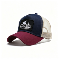 Gorra de malla de 5 paneles en blanco con logotipo bordado personalizado al por mayor, gorra trucker personalizada