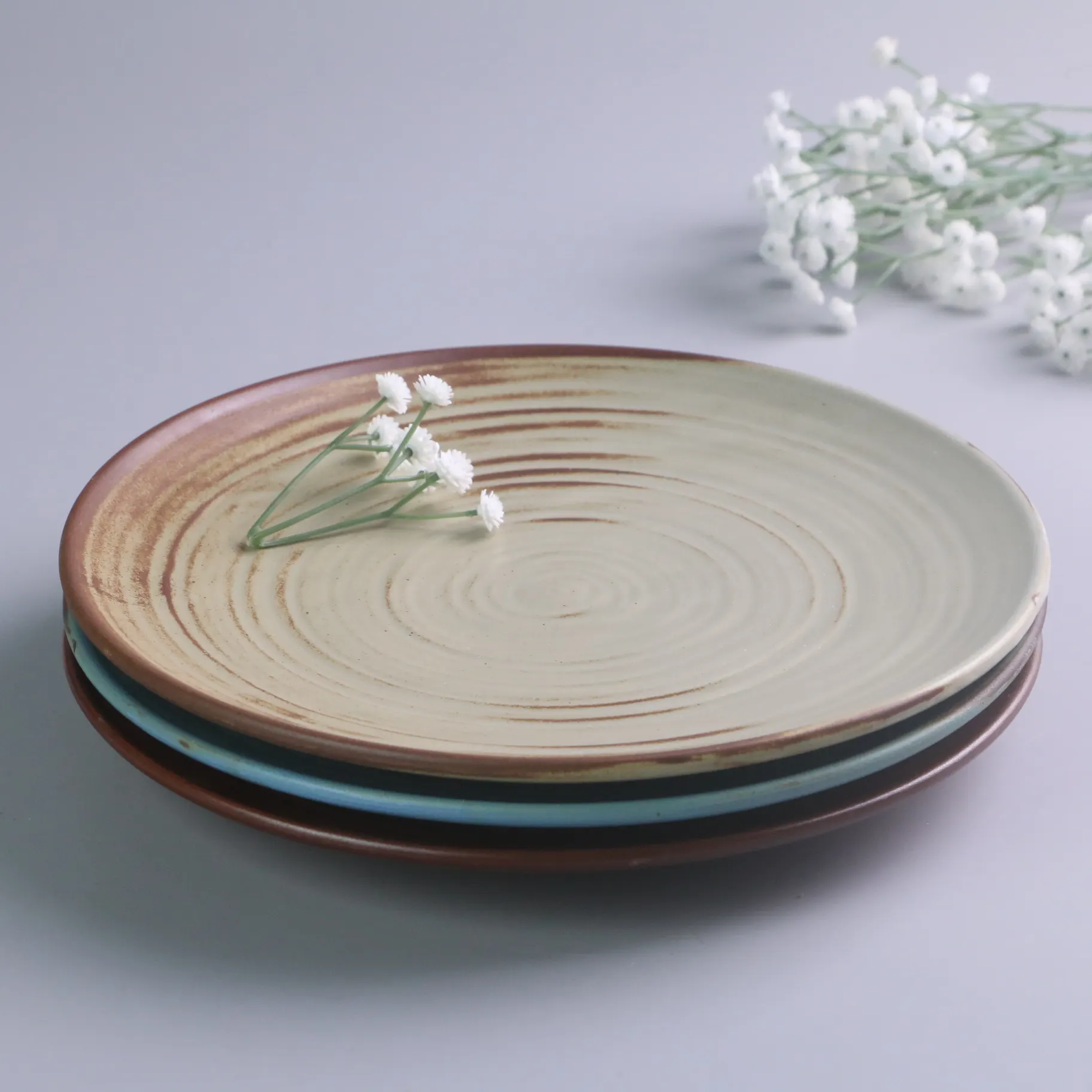 Einzigartige elegante Retro-Rund platte aus Keramik für Pasta Nordic Großhandel 7 Zoll & 9 Zoll Porzellan Geschirr Teller Geschirr