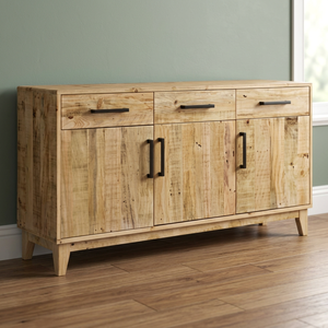 Mueble de Salón de Madera de Mango Sólida, Estilo Industrial y Vintage, Económico, Estilo Rústico, con 3 Cajones - Product Image 3