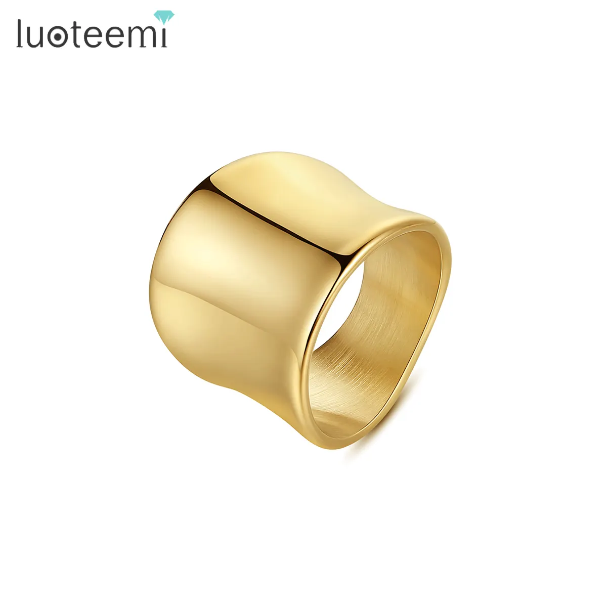 SP-LAM Gold Plated Finger Woman 2021 Simple Classic Big Band Metal Stainless Steel Ring