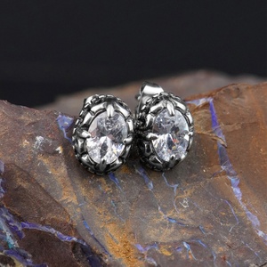 Wholesale Minimalist CZ Stone Earring Custom Logo Customized Punk Jewelry Crystal <b>Stud</b> Earrings for Women - Product Image 5
