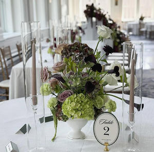 Centro de Mesa de Flores Artificiales para Boda, Arreglo de Rosas y Anturios Borgoña para Decoración de Eventos - Product Image 2