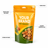 Sachet Doypack Personnalisé Imprimé pour Aliments pour Animaux, Refermable avec Fermeture Éclair et Trou de Suspension, Emballage Alimentaire de Qualité pour Friandises pour Chiens et Chats, Anti-humidité