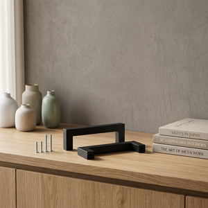 Poignée de meuble en alliage de zinc noir, poignée de tiroir minimaliste, quincaillerie de cuisine durable, vis de 96 mm incluse - Product Image 4