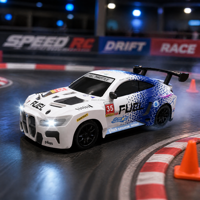 Coche de Carreras a Control Remoto Eléctrico Mini Proporcional a Escala 1:64 de Aleación 2.4G con Faros LED, Coche RC de Derrape de Escritorio para Niños