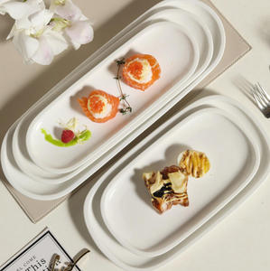 Juego de Platos de Cerámica Ovalados Blancos Brillantes, Plato Largo para Servir <span class=keywords><strong>Sushi</strong></span>, Aperitivos y Postres en Casa o en Restaurantes - Product Image 4