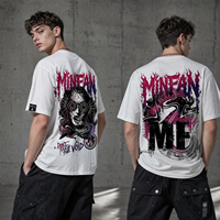 T-shirt Homme T11 MINFAN en Gros 100% Coton Manches Courtes Coupe Boxy Imprimé Graphique Décontracté Streetwear Rétro Abstrait Foncé