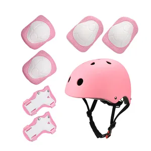 Conjunto completo de proteção de capacete para crianças, proteção de segurança de patinação, joelheiras e guardas