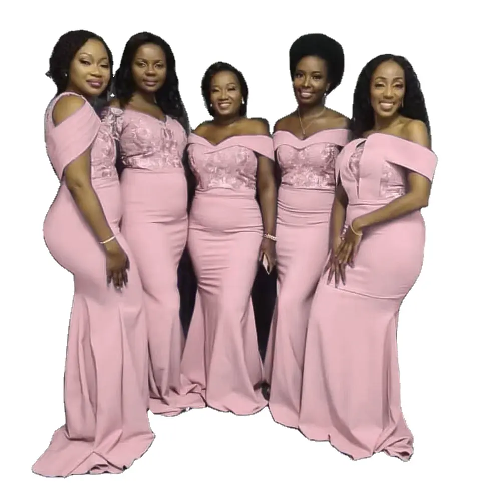 Latest patterns plus size african sexy summer long bridesmaid dresses for wedding