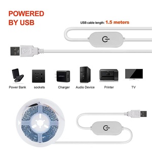 5V USB <span class=keywords><strong>LED</strong></span> Strips Trắng ấm 60 ánh sáng mỗi mét cảm ứng <span class=keywords><strong>Dimmer</strong></span> 1.48m cáp với cuộn và phổ trong nhà - Product Image 6
